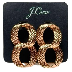 J. Crew Rose Gold Double Hoop Rope Textured Earrings